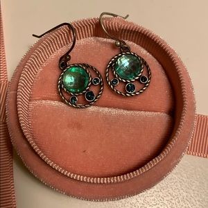 Blue and Teal Dangle Earrings